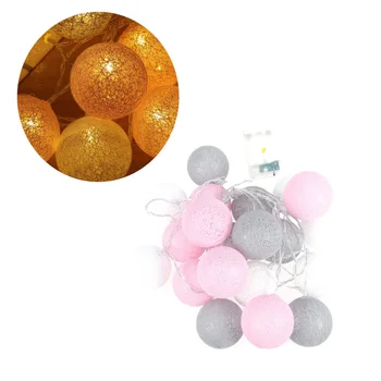 

LED Cotton Thread Ball String Light Decorative Romantic Fairy String Light for Party Home Decoration (White Pink Grey, 3m 20 LED