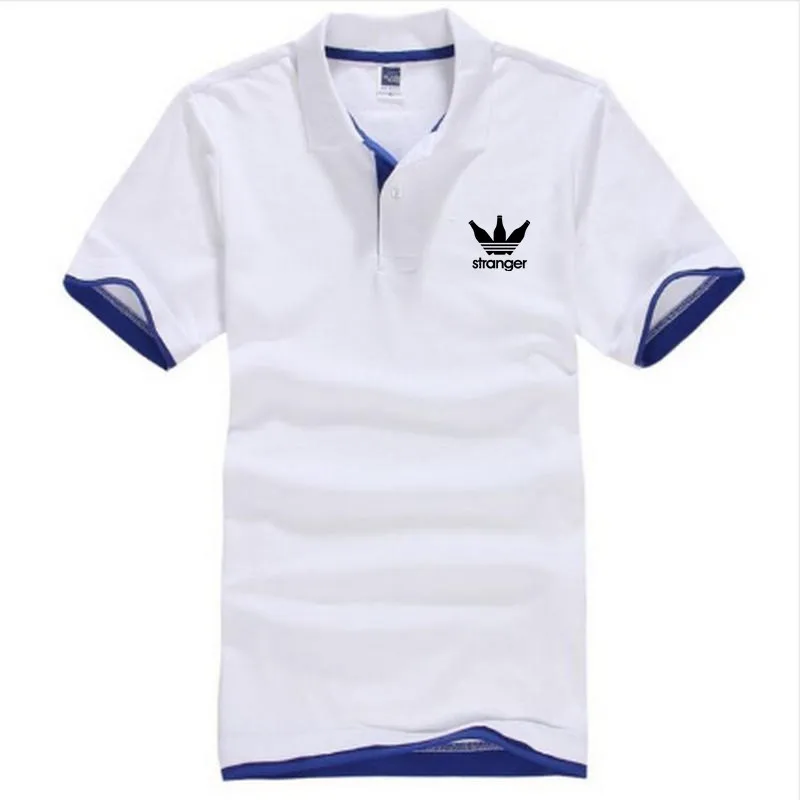 White-Royalblue-H Мужская деловая Повседневная рубашка поло, брендовая мужская летняя рубашка поло с принтом, Хлопковая мужская Однотонная рубашка поло для мужчин, костюм для гольфа, Джерси - Цвет: White-Royalblue-H