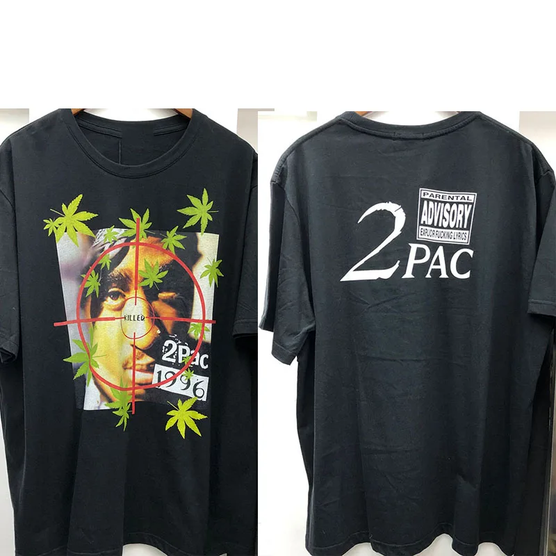 Негабаритных 2pac футболки Для мужчин Для женщин хлопок Тупак футболки высокого качества; короткий рукав; футболка - Цвет: 1