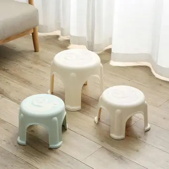 

Kids Small Stool Low Stool Plastic Step Stool Home Living Room Children'S Round Stool Adult Change Shoes Stool 4 Legs