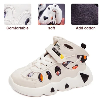 

Autumn Winter Boys Girls Fashion Sneakers Children Running shoes With Fur Waterproof Mesh Sport Shoes Outdoor Kids Trainers