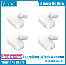 Aqara sensor de janela de porta versão global, conexão sem fio inteligente com mini sensor de porta, funciona com o aplicativo mi home para android ios