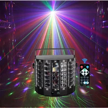 Controle remoto dj rgb led disco laser 2 em 1 mini luz borboleta dmx512 lazer máquina de nevoeiro iluminação palco casamento noite ktv clube
