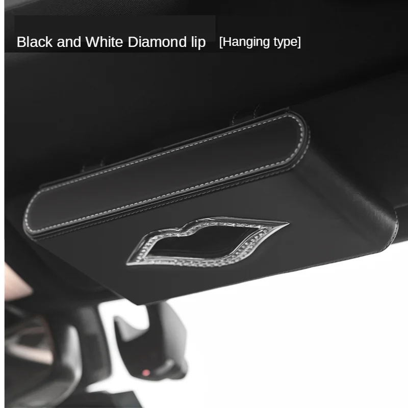 

Leather Car Tissue Paper Box Holder Lips Hanging Sun Visor Armrest Napkin Towel Storage Boxes Case Interior Accessories