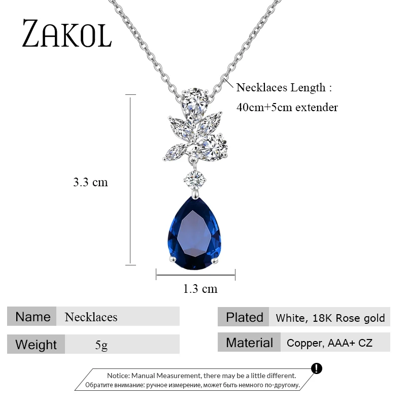 Новинка модное ожерелье ZAKOL с подвеской в виде листьев из кубического циркония