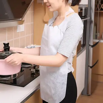 

10pcs Disposable Antifouling Non-woven Apron Durable Waterproof Oil-Proof Apron for Cooking Home (White)