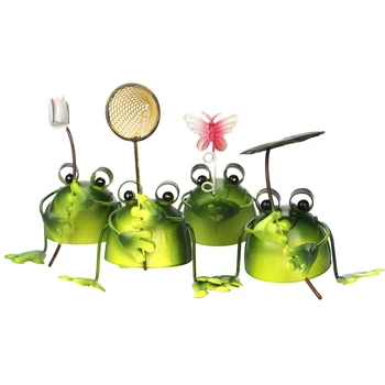 

4pcs Small Living Room Cute Home Decor Micro Landscape Desktop Cartoon Sculpture Art Craft DIY Iron Ornament Figurine