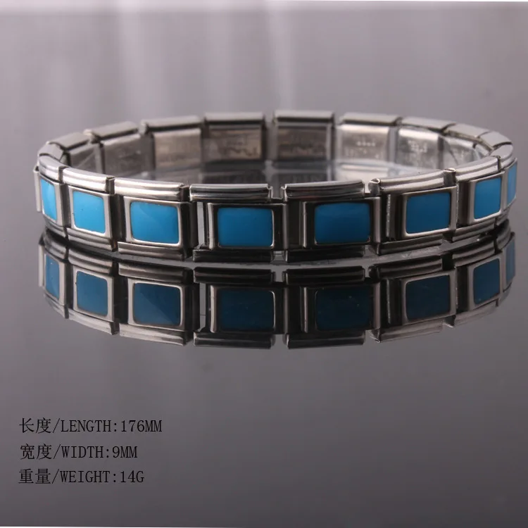 Браслет викинга эластичный браслет из нержавеющей стали Женский Мужской очаровательный стальной браслет 9 мм в ширину, 175 мм в длину, весит 15 грамм - Окраска металла: Blue patch