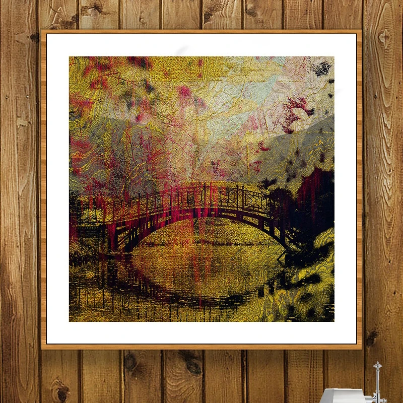 

Posters and Prints Wall Art Canvas Painting Golden Yellow Bridge Posters Wall Art for Living Room Cuadros Salon Decoracion 2-22