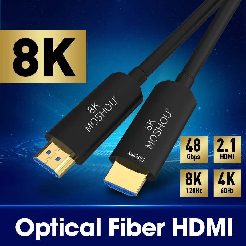 MOSHOU волоконно-оптический кабель HDMI 2,1 Ultra-HD (UHD) 8K КАБЕЛЬ 120GHz 48Gbs с аудио и Ethernet HDMI шнур HDR 4:4:4 без потерь Cabl MOSHOU волоконно-оптический кабель HDMI 2,1 Ultra-HD (UHD) 8K КАБЕЛЬ 120GHz 48Gbs с аудио и Ethernet HDMI шнур HDR 4:4:4 без потерь Cabl