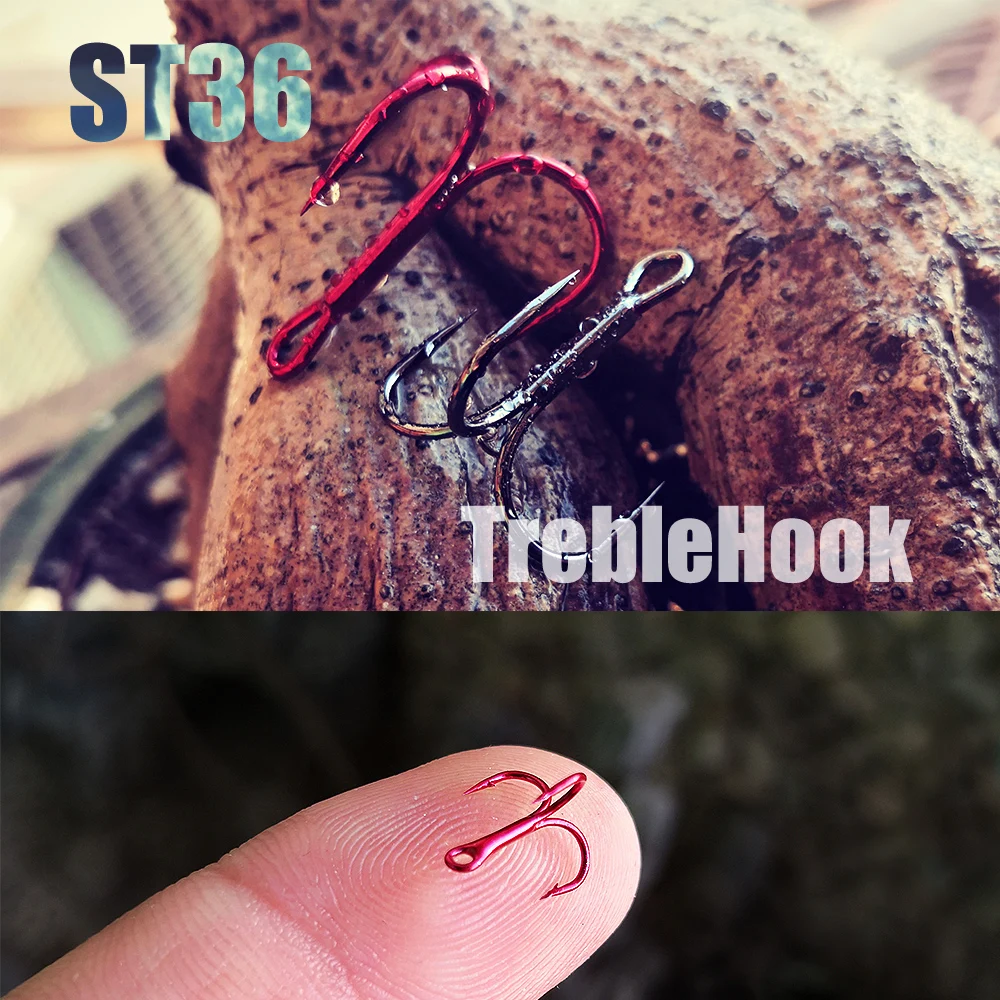 100 шт./лот супер острые Крючки из высокоуглеродистой стали тройные красный черный