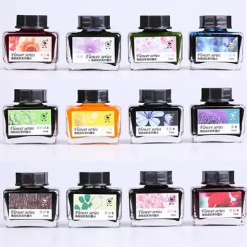 

Ostrich Color Glass Ink 12 Colors Ink For Dip Pen Non-blocking 15ml Ink Non-carbon with Water K2T7