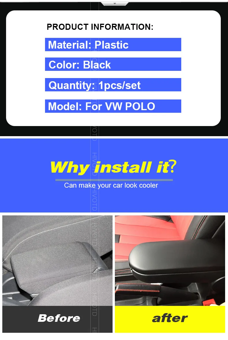 Hivotd для VW Polo 6R GOLF MK4 BORA BEETLE PASSAT B5 SKODA OCTAVIA Lavida подлокотник Защитная крышка украшения аксессуары