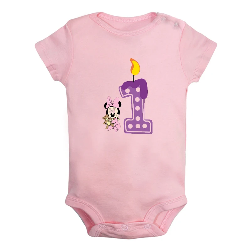 ifBaby2804P Милая Одежда для новорожденных мальчиков и девочек с надписью «I'm 1 Year Little mouse» на первый день рождения комбинезон с короткими рукавами - Цвет: ifBaby2804P