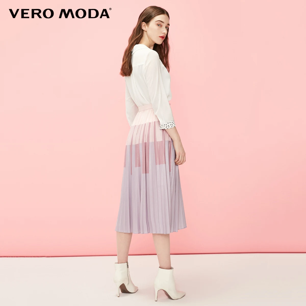 Vero Moda Женская Блестящая плиссированная юбка с цветными блоками | 319116531