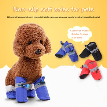 

4pcs/Set Pet Rain Shoes Dog Silicone Antiskid Rain Boots Candy Color Pets Waterproof Shoes Puppy Rain Day Wear Essential