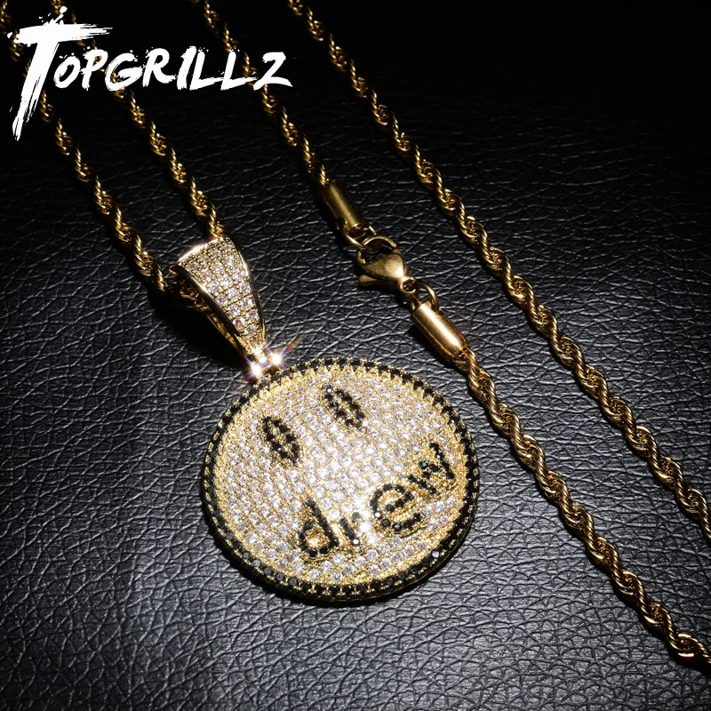 Ожерелье TOPGRILLZ Justin Bieber Drew со смайликом подвеска с цепочкой для тенниса золотого