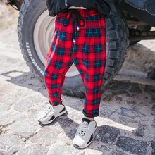 Штаны для мальчиков повседневные штаны осенняя одежда г. Новые стильные брюки детские тонкие весенне-осенние брюки в клетку в Корейском стиле для маленьких детей