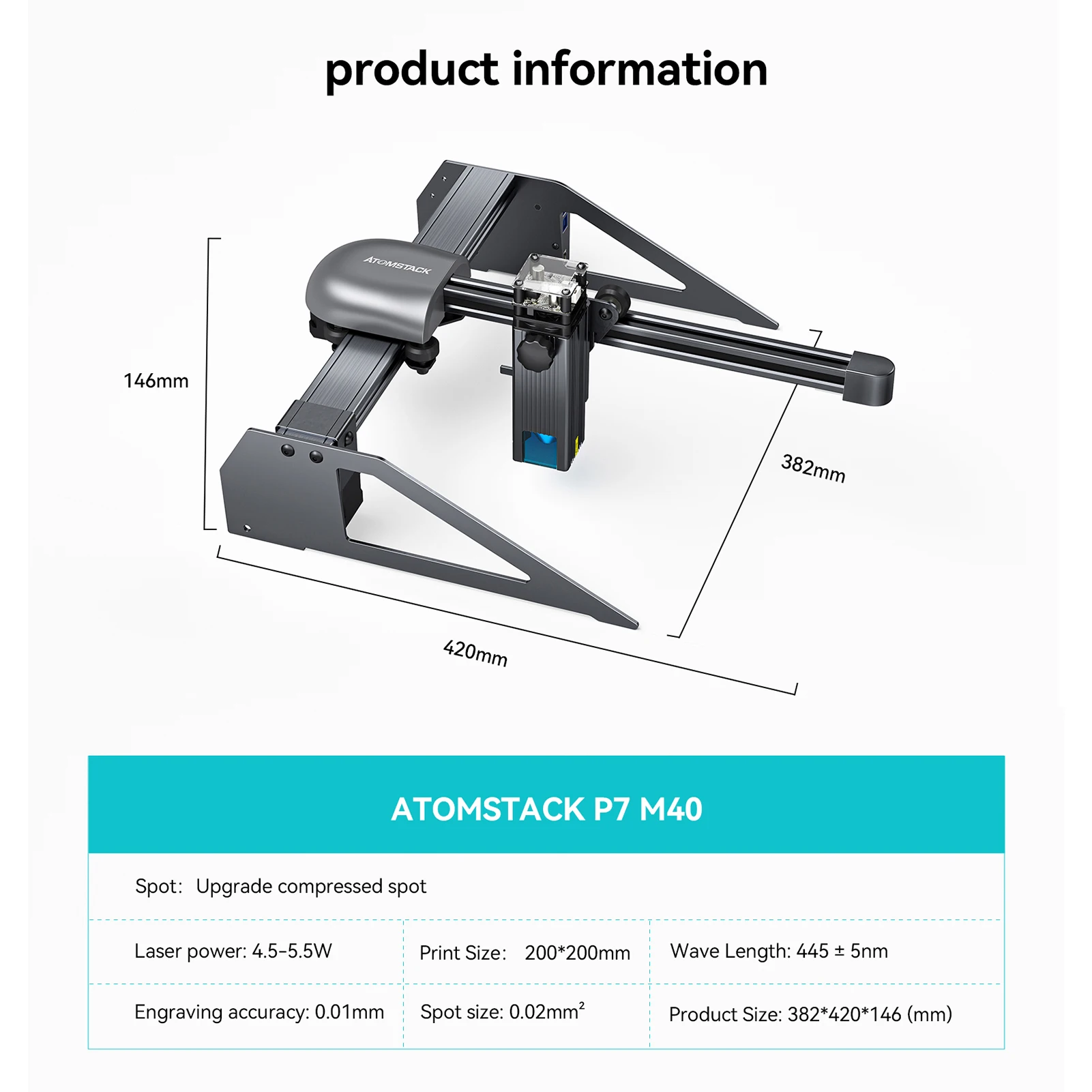 ATOMSTACK P7 40W Laser Engraver лазерный гравер Desktop DIY Engraving Cutting Machine with 200*200 Engraving Area Fixed-focus 3d printers