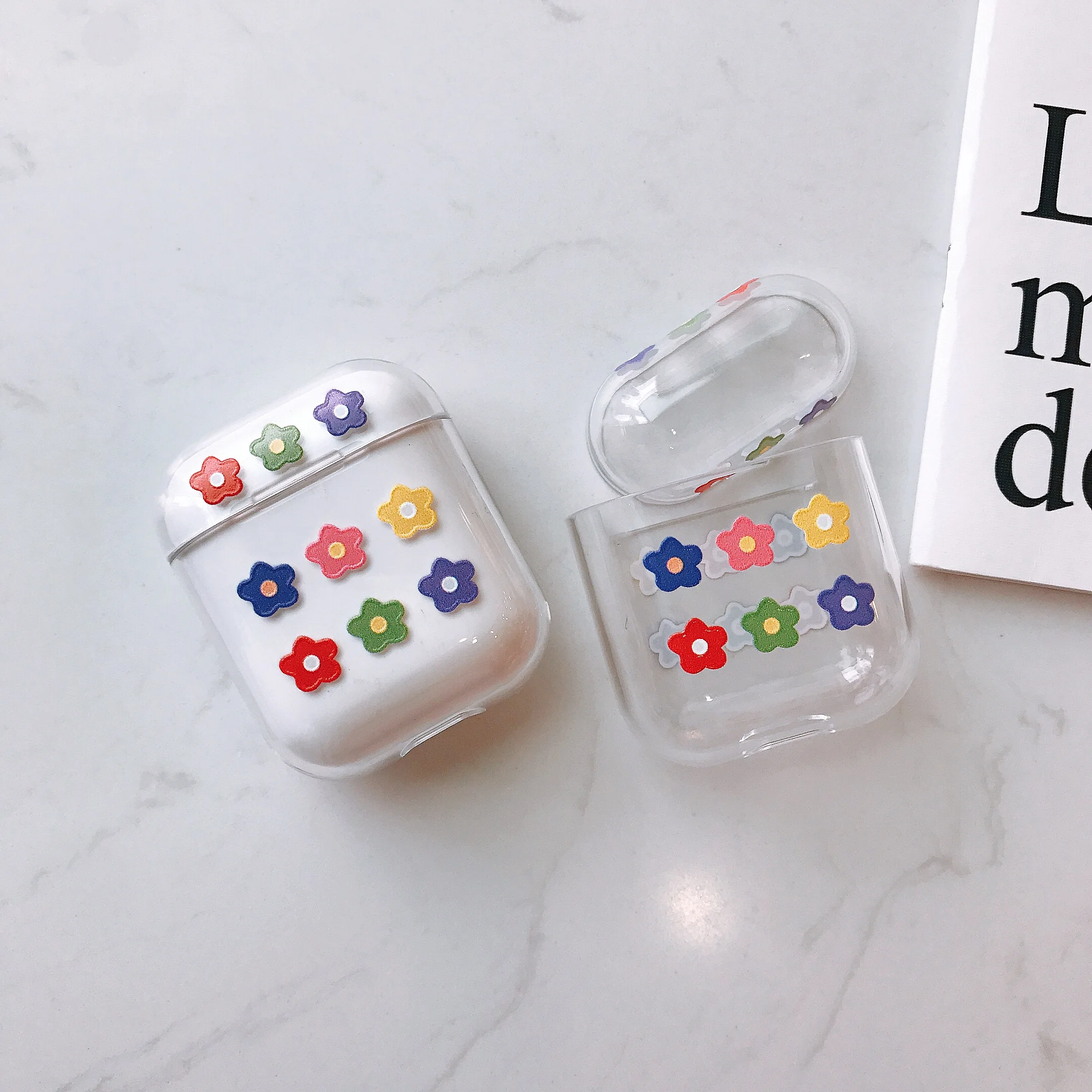 Чехол для наушников Apple Airpods, чехол с милым цветком, прозрачные роскошные наушники, чехол для Airpods