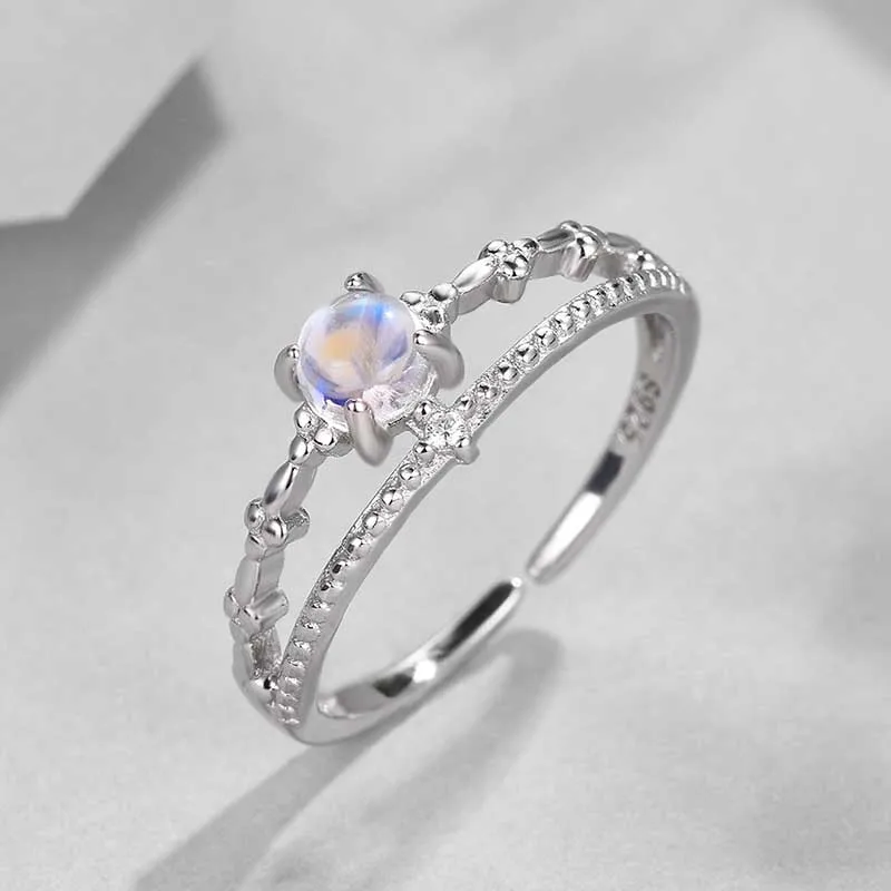 Bague Ringen серебряные 925 кольца Женские Простые модные обручальные кольца с натуральным лунным камнем драгоценный камень хорошее ювелирное изделие подарок