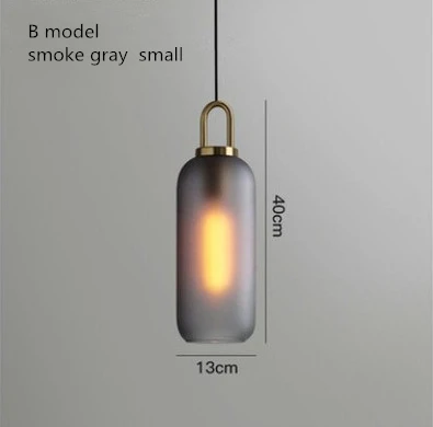 Простой подвесной светильник в скандинавском стиле с стеклянным шаром, Современный дизайнерский подвесной светильник для спальни и ресторана - Цвет корпуса: B small smoke gray
