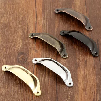 

2Pcs 98x35mm Retro Kitchen Drawer Cabinet Door Handle Furniture Knobs Hardware Cupboard Antique Brass Shell Pull Handles