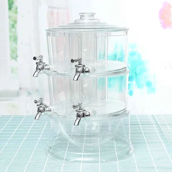 

New 3.5L 2 Layers Juice Cold Drink Dispenser Wine Beer Pourer Party Lemonade Beverage Tank Container With 4 Taps Kitchen Bar Too