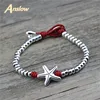Anslow Wholesale Fashion Handmade Wrap Beads Starfish Ocean Beads Women Leather Bracelet Wristband Charms Friendship LOW0827LB ► Photo 1/6