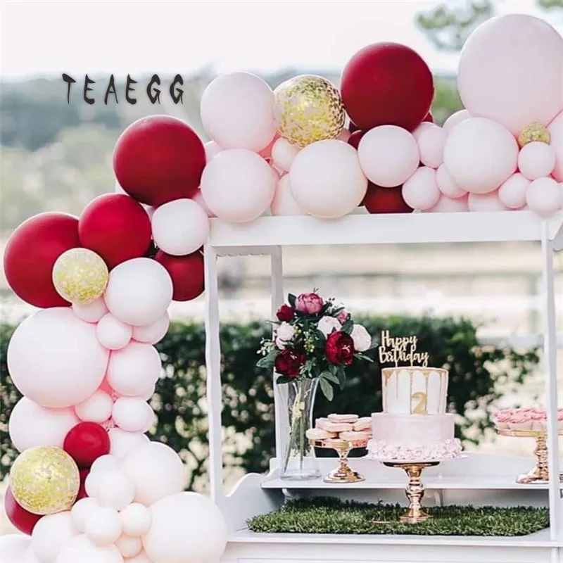 

139pcs/set Double Layer Black Red Pink Mixed Balloon Grland Gold Confetti 31th Adult Birthday Party Decoration Backdrop Set