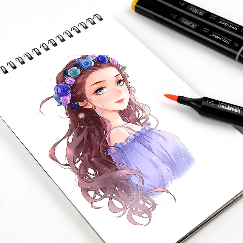 TOUCHNEW 6-80 Colors Soft Brush Markers Pen Dual tips Alcohol Based Markers set for Manga Drawing Animation Design Art Supplies