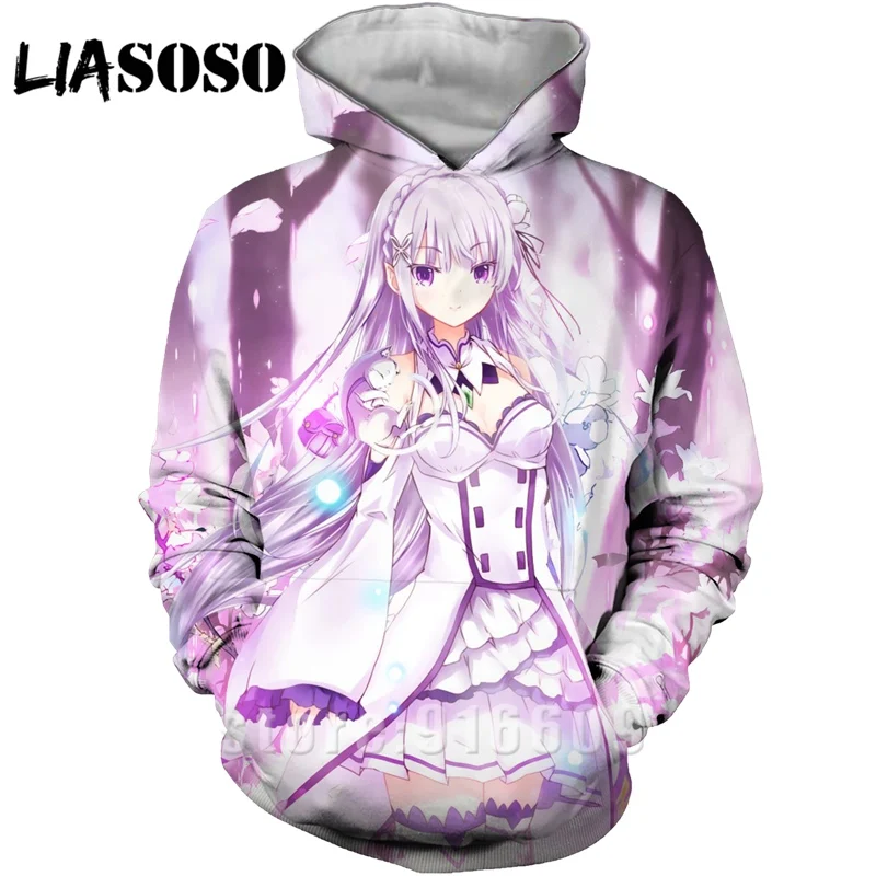 Модные женские и мужские худи rem с 3D принтом Re: zero, худи REM, пуловер для косплея, толстовка с капюшоном в стиле аниме, Harajuku - Цвет: 16