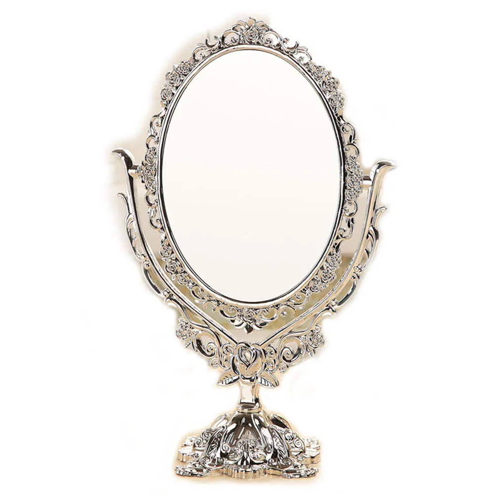 

Vintage Makeup Mirror Desktop Table Rotatable Mirror with Butterfly Rose Vines Decor Tool P9