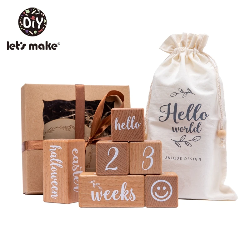 Let's make Log Block Baby Milestone Suit буковая квадратная надпись безопасная Нетоксичная