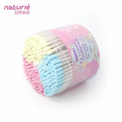 Eco-friendly Cotton buds bamboo material stick cotton buds swabs 3 in 1 Color cotton buds 240 pcs Ready Daily Care And Cleaning