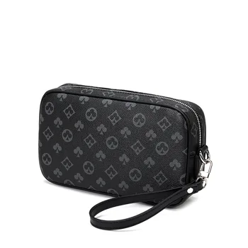 

New PU Leather Wristlet Clutch Bag Men Handbag Men's Cell Phone Pouch Wrist Strap Envelope Wallet Bags Business Style Unisex