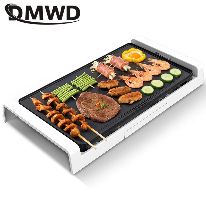 DMWD 1800W 220V Household Smokeless Barbecue Machine Non-stick Party Electric Roasting Pan BBQ Griddles For 2-8 People 2