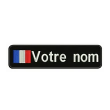 França Bandeira 10X2.5cm Bordado Nome Custom Text Stripes Patch emblema Iron On Ou o Apoio de Velcro Patches Para Roupas Chapéu Mochila