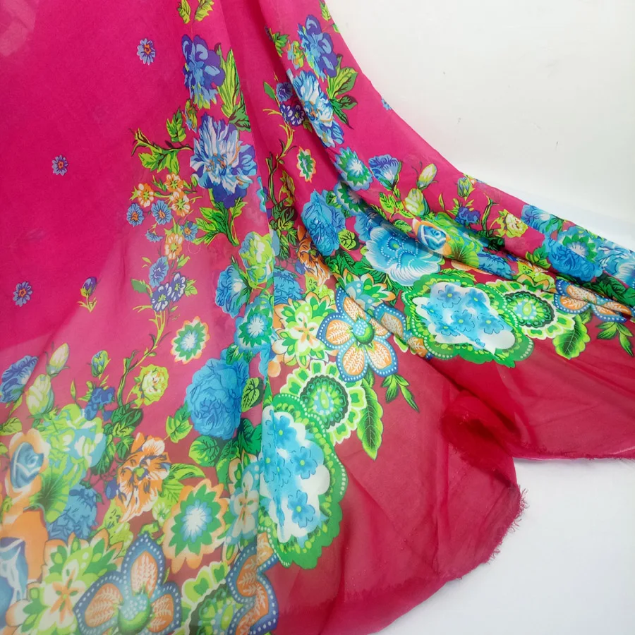 Flower Chiffon Dress Fabric Position printed material soft breathable scarf blouse DIY craft fabric | Дом и сад