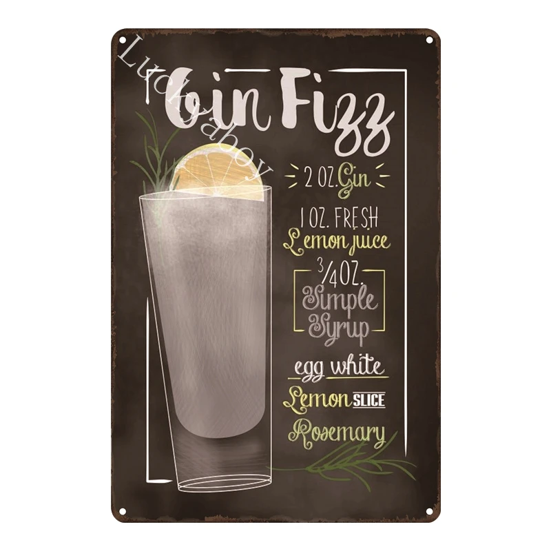 [Luckyaboy]Martini Mojito Cocktail Vintage Tin Signs Wall Plaque Custom Metal Painting Antique Gift home bar Pub Decor AL035