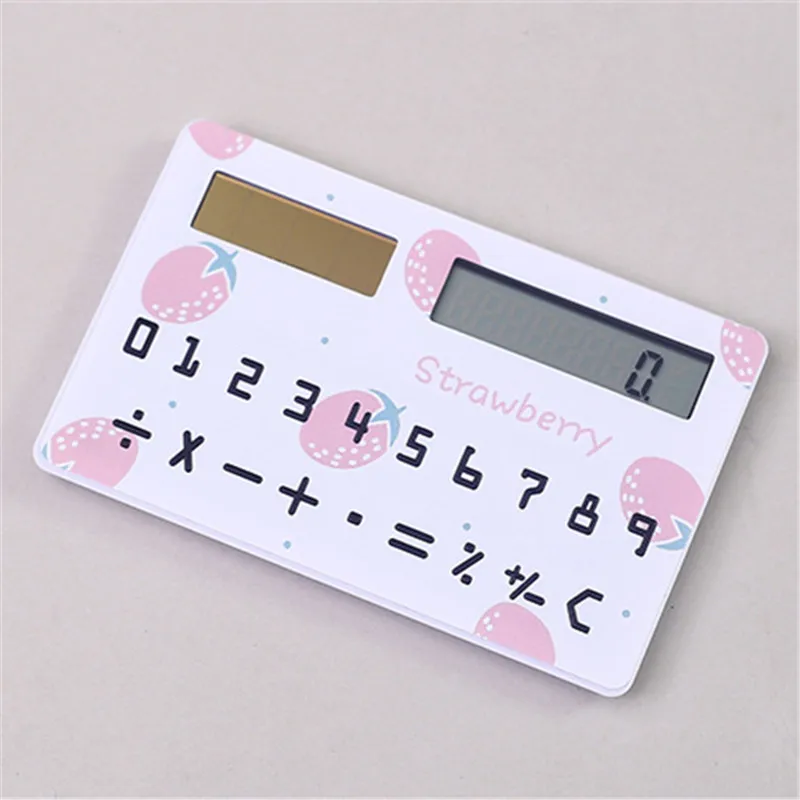 Fashion Portable Cartoon Fruits Animal Mini Card Calculator Stationery Supplies Creative Solar Calculator Children Gift