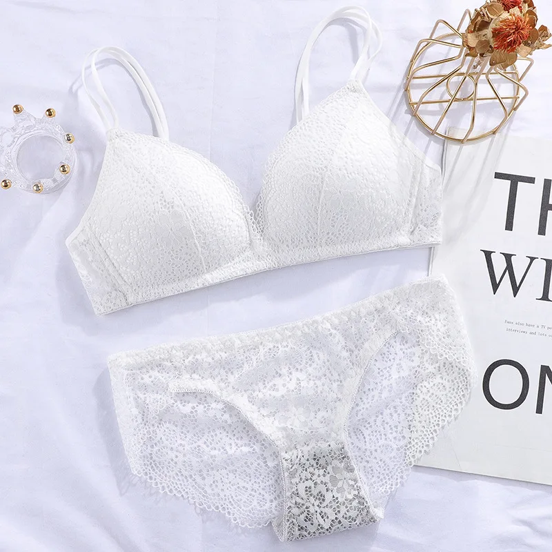 cute underwear sets Thin Lingerie Set Lace Bra Set Super Push Up Bra Transparent Panties Sexy Bralette Set Women's Underwear Set White Black Red cute underwear sets