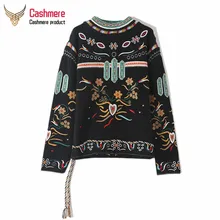 ^#Cheap Autumn winter retro embroidery sweater female three-dimensional embroidery sweater loose half-high collar drawstring sweater ^#Cheap Autumn winter retro embroidery sweater female three-dimensional embroidery sweater loose half-high collar drawstring sweater