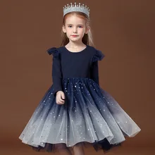 Новогоднее платье с цветочным рисунком для маленьких девочек; праздничное платье принцессы высокого качества; рождественское платье; детское праздничное платье