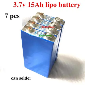 

7pcs Lithium 3.7v 15Ah battery cells 3.7v polymer high power 50A Lipo li-ion for pack diy 24v 10ah motor solar storage ebike led