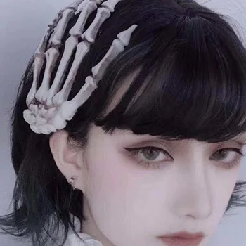 

Fashion Punk Style Dark Gothic Hand Bone Hair Clip Headdress Button Black Hair Hoop Gothic Dark Female 2020 Women Hair Clip