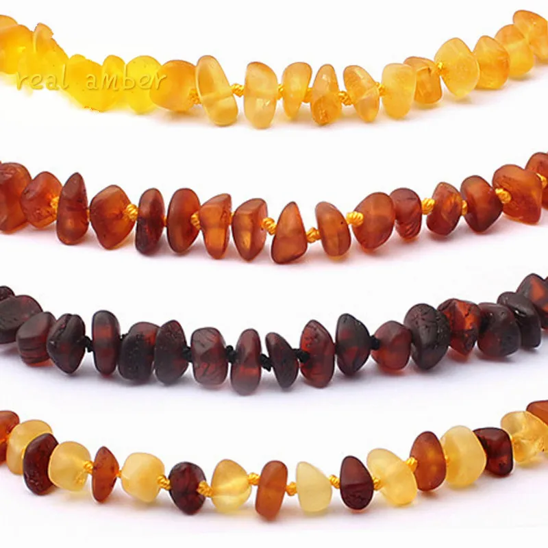 Необработанные неполированные Ambers браслет/ожерелье из натуральных шариков Балтики детские украшения для мальчиков и девочек Детские Прорезыватели для зубов детские подарки