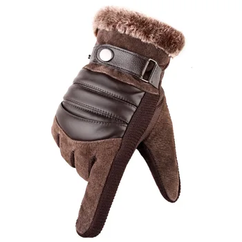 

Pigskin Cotton Glove Man Ride A Bike Motorcycle Cold And Warm Mink Glove Winter Thickening Increase Down Keep Warm
