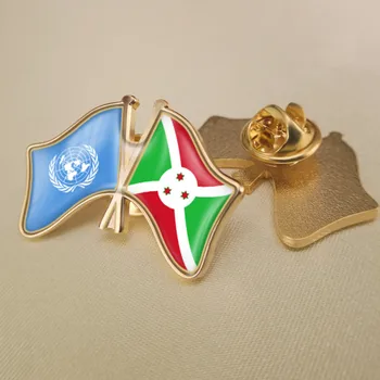 

United Nations and Burundi Crossed Double Friendship Flags Lapel Pins