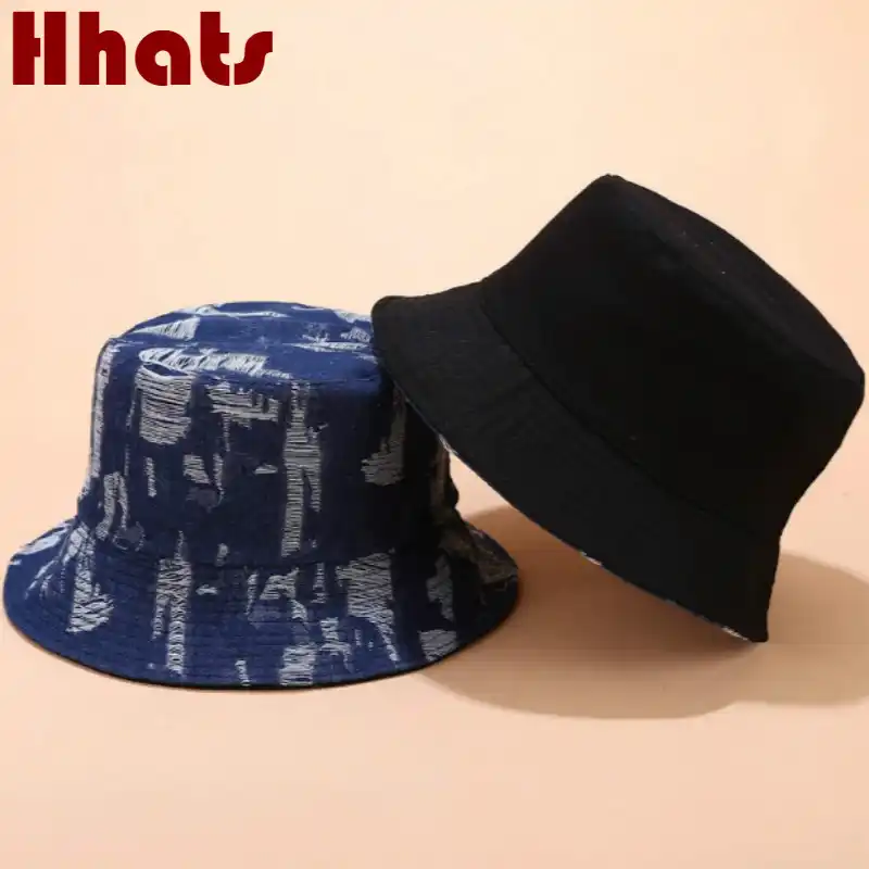 distressed denim bucket hat